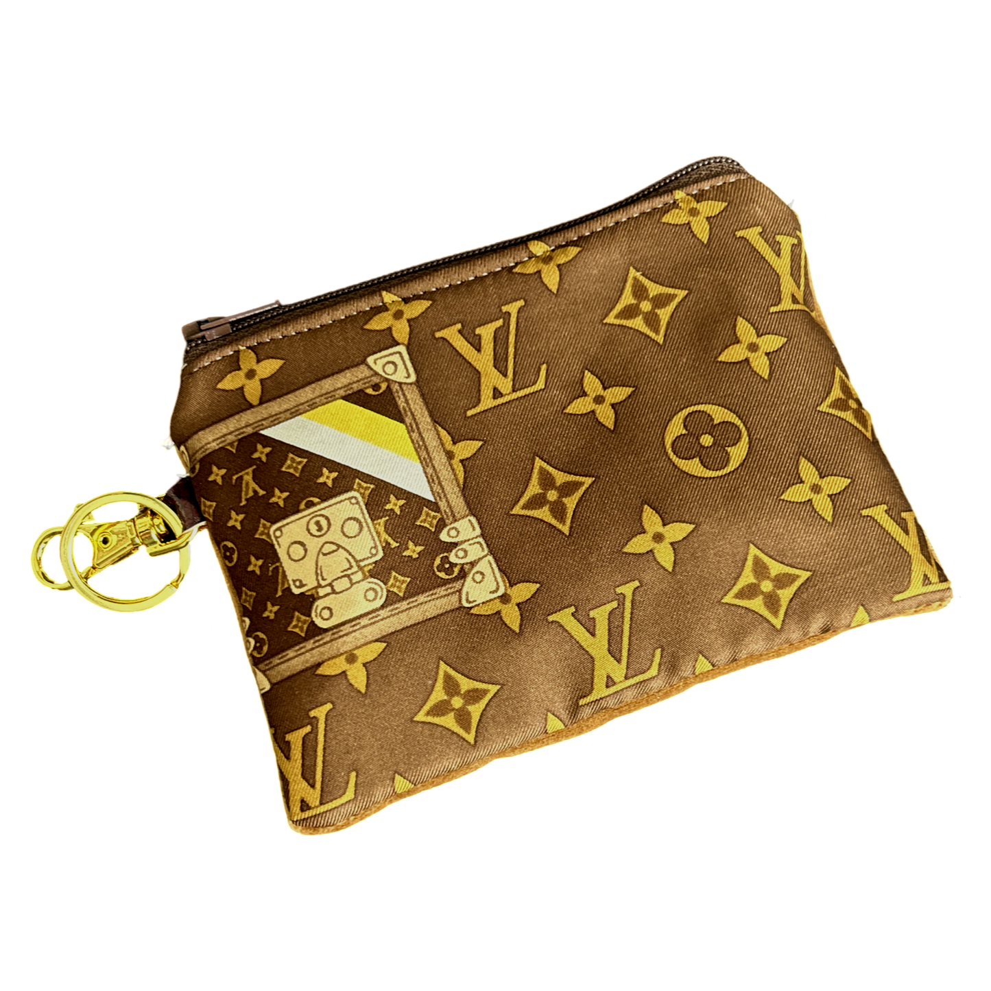 Monogram Luggage   Silk Scarf Coffee Run Keychain Bag