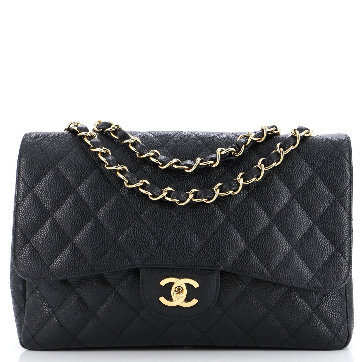 CHANEL   Classic Single Flap Bag Quilted Caviar Jumbo