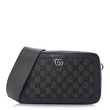 Amelia GG Supreme Monogram Textured Dollar Calfskin Small Ophidia Top Handle Shoulder Grey Black Graphite Grey