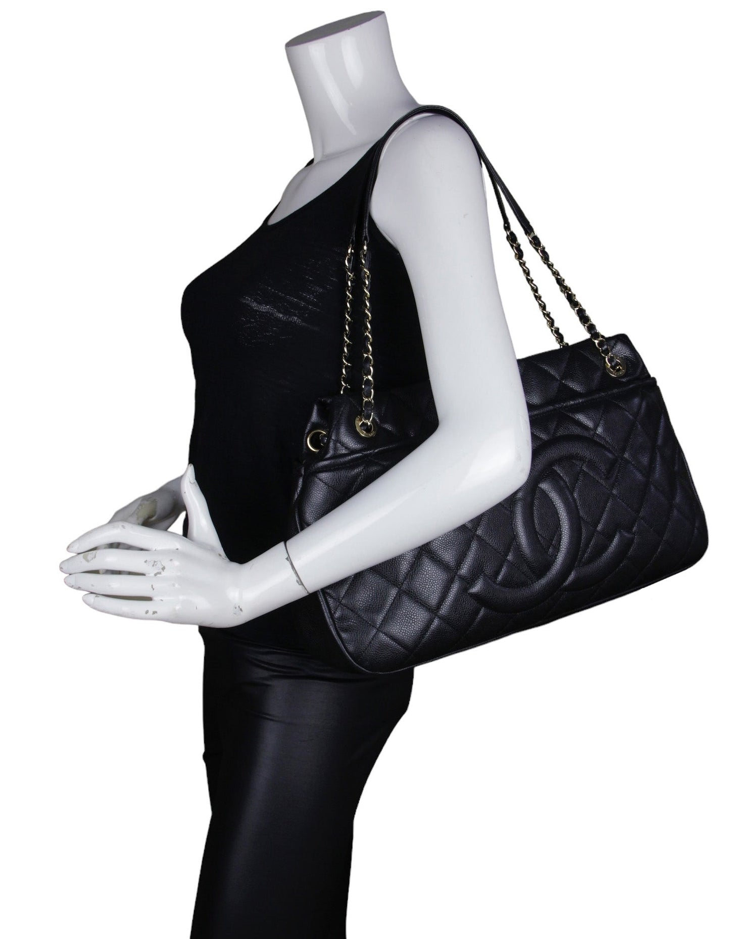 Chanel Black Caviar Timeless Soft Shopper Tote Bag