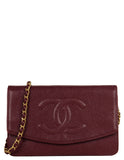 Chanel Red Caviar Timeless CC Wallet on Chain WOC Crossbody Bag