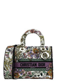 Christian Dior Floral Embroidered Canvas Medium Lady D-Lite