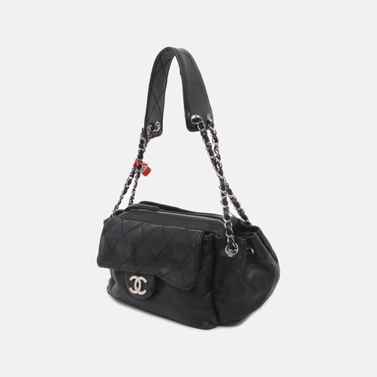 Chanel Flap Pocket Accordion Camera Bag 2005-2006 Lambskin Leather Shoulder Bag