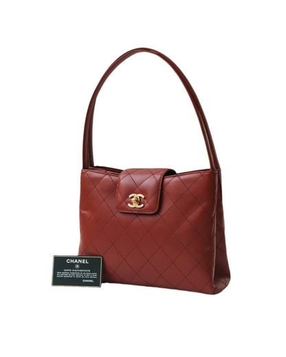 Chanel Around 2000 Made   Caviar Skin Torn Lock Shoulder Bag