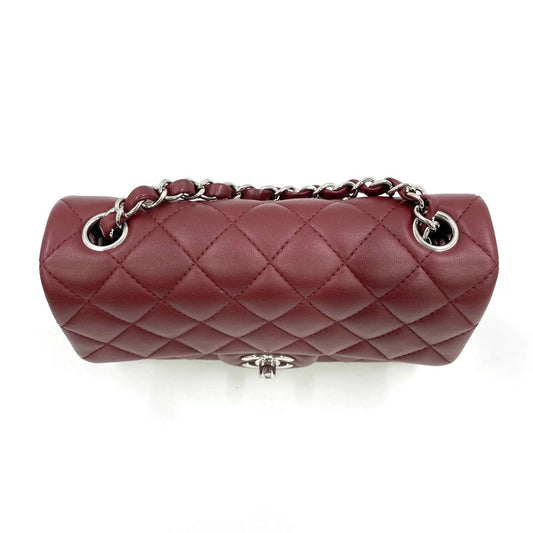 Chanel Classic Flap Rectangular Mini Burgundy Lambskin Silver HW, 2019