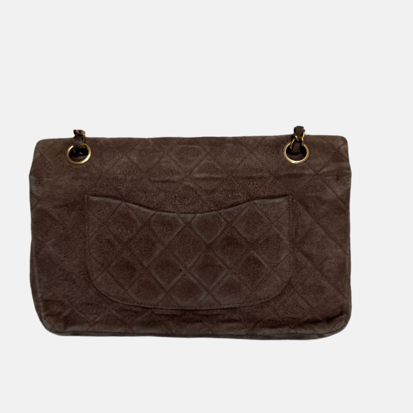Chanel Classic Flap   Medium Brown Suede Leather with 24k Gold HW, 1991-1994