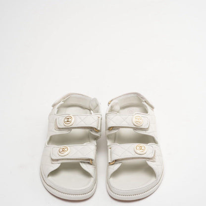 Chanel White Dad Sandal Lambskin Size 39