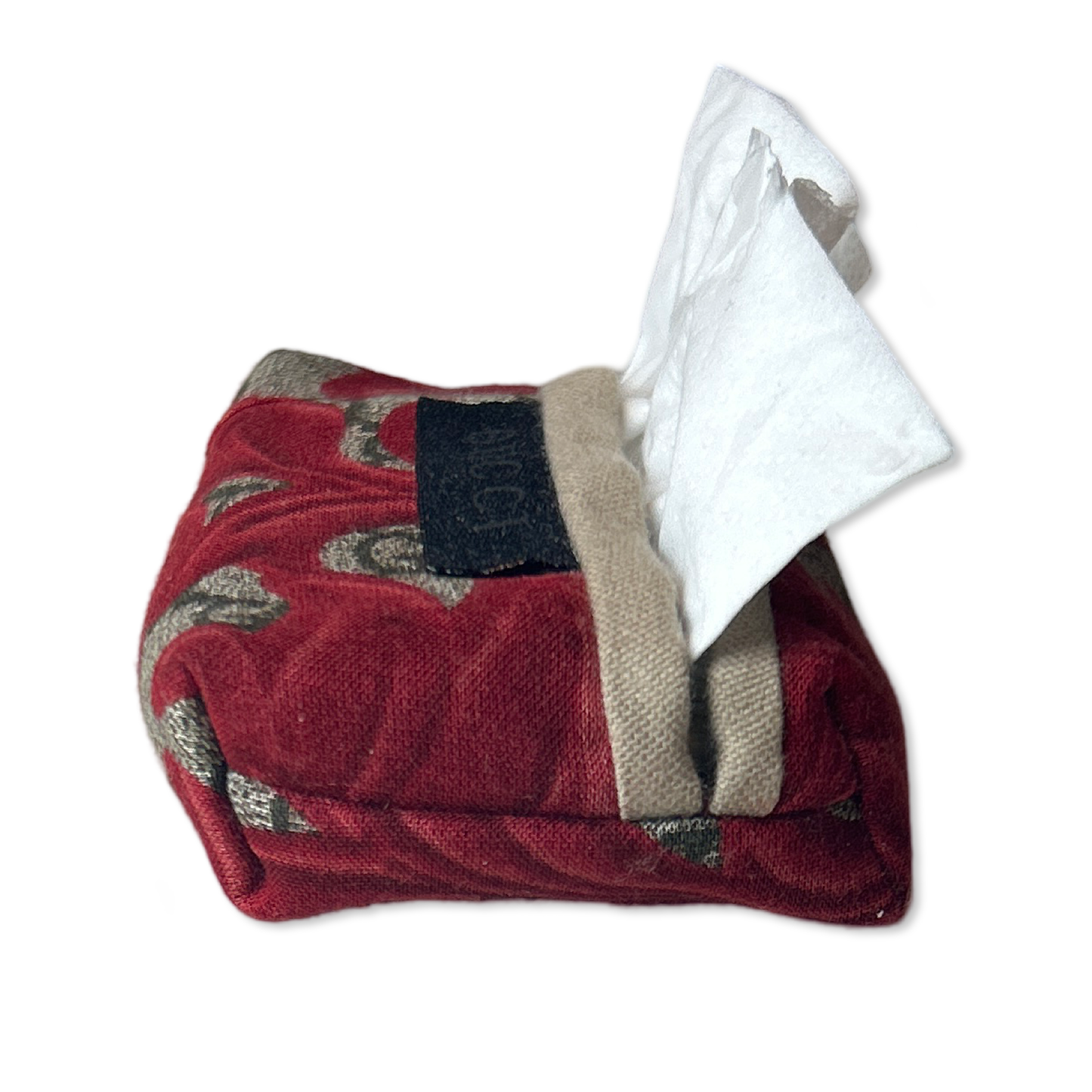 GG Logo Arabesque Red   Scarf Travel Tissue Pouch