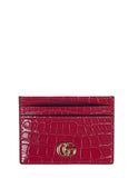 Gucci Red Alligator GG Marmont Card Case Wallet