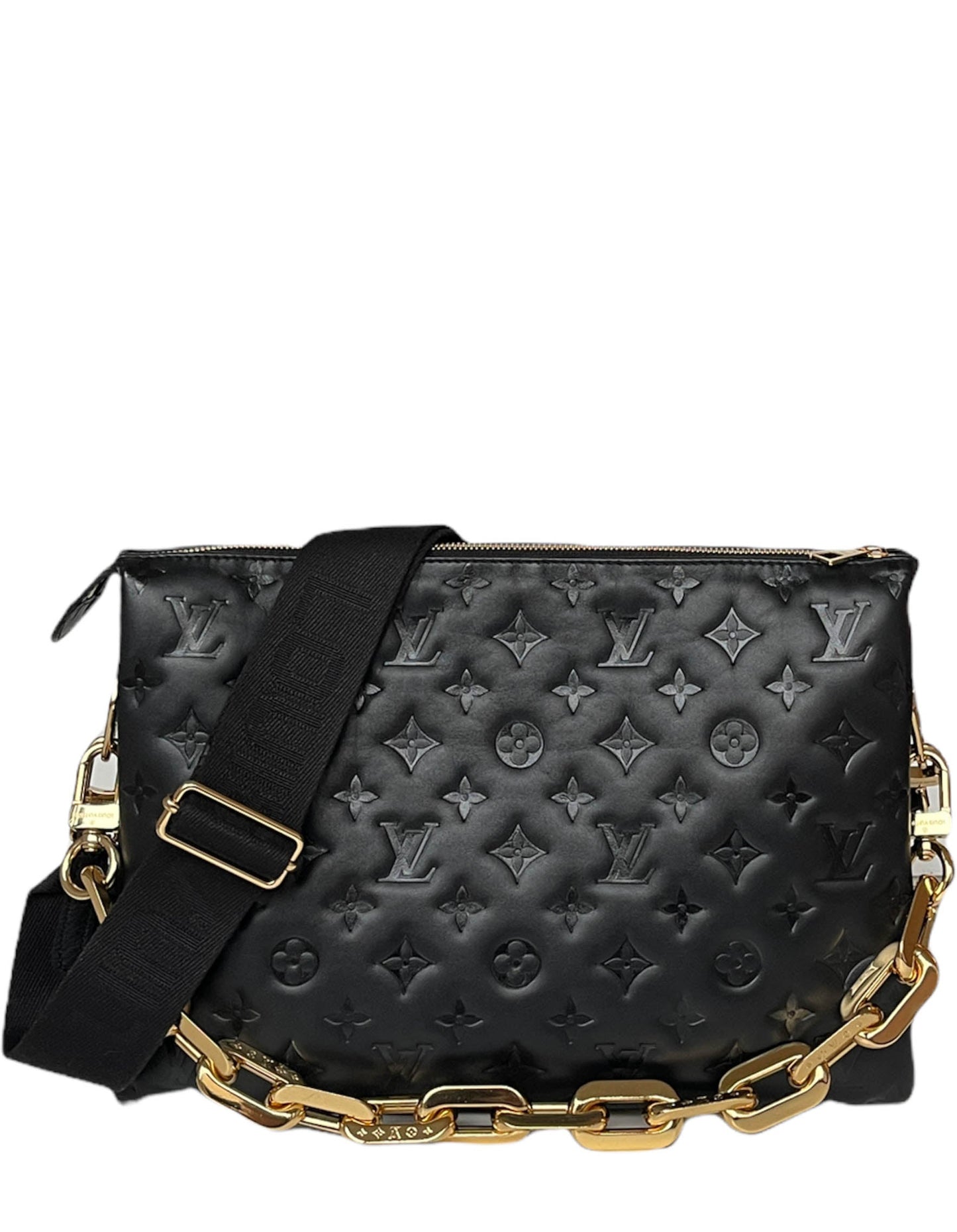Louis Vuitton 2021 Black Embossed Monogram Coussin MM Bag