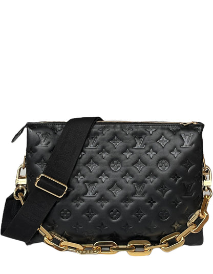 Louis Vuitton 2021 Black Embossed Monogram Coussin MM Bag