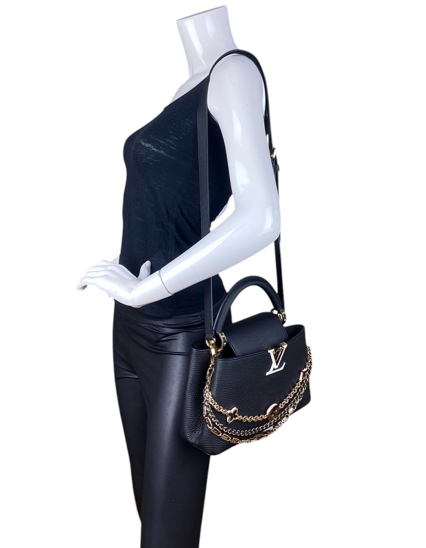 Louis Vuitton Black Chain Capucines BB