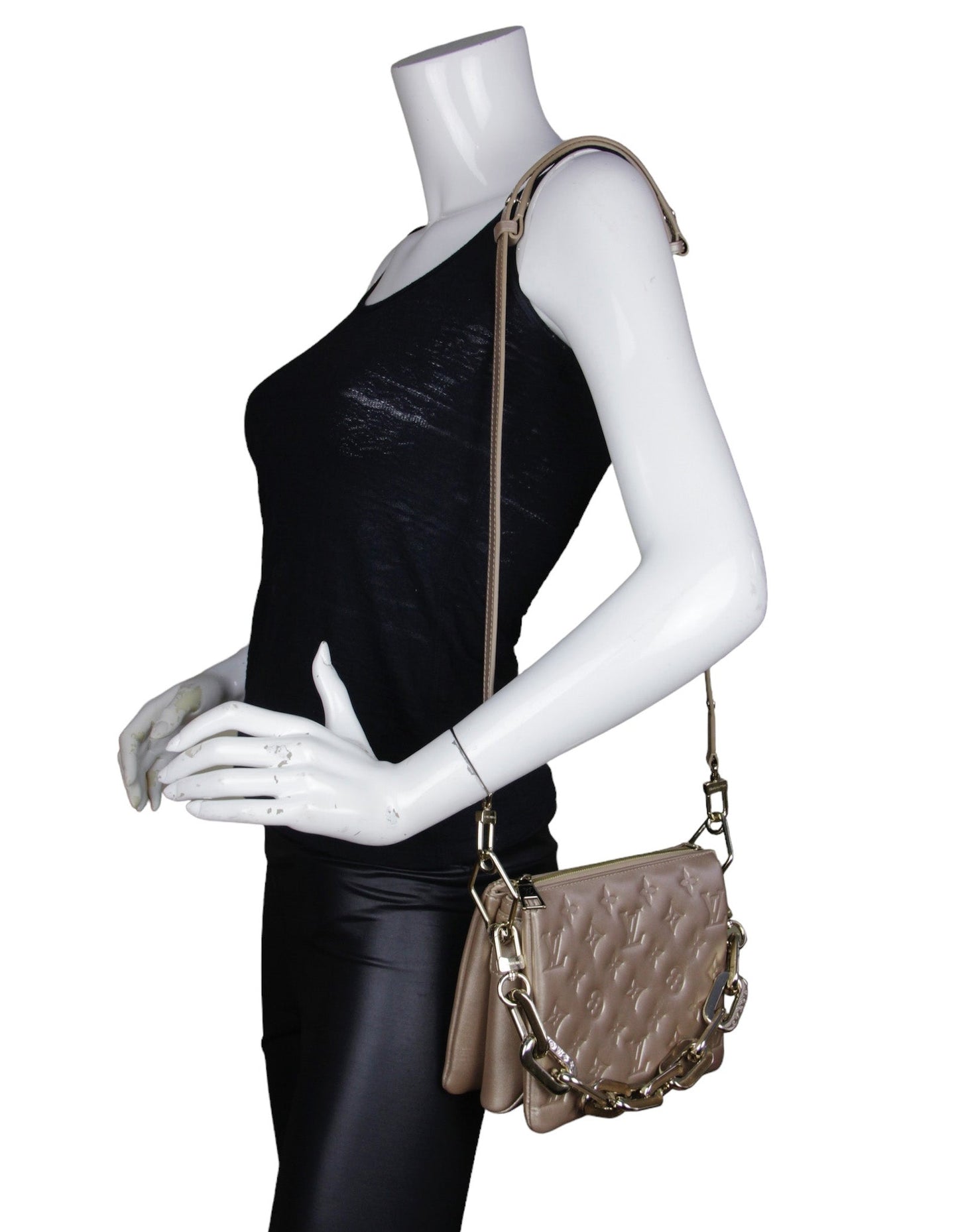 Louis Vuitton Gold Embossed Monogram Coussin BB Crossbody
