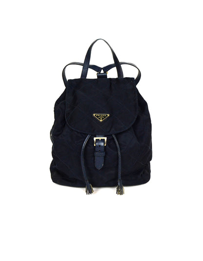 Prada Navy Nylon Quilted Backpack Bag