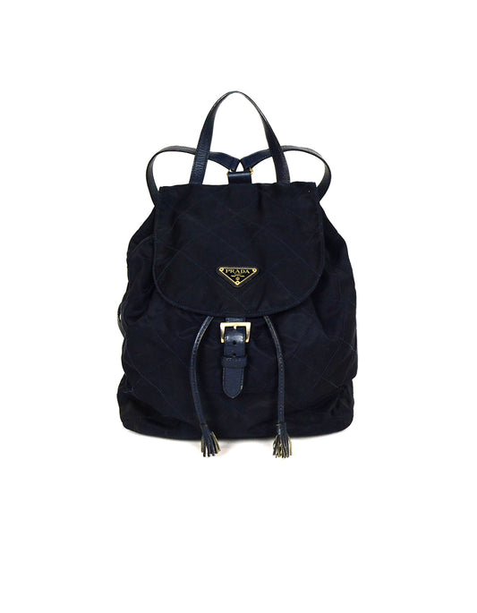 Prada Navy Nylon Quilted Backpack Bag