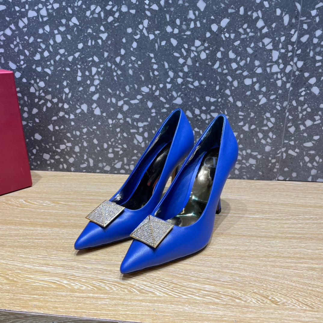 VAL -  Garavani One Stud Pump With Maxi Stud Crystals Blue For Women WS0FH8XIC