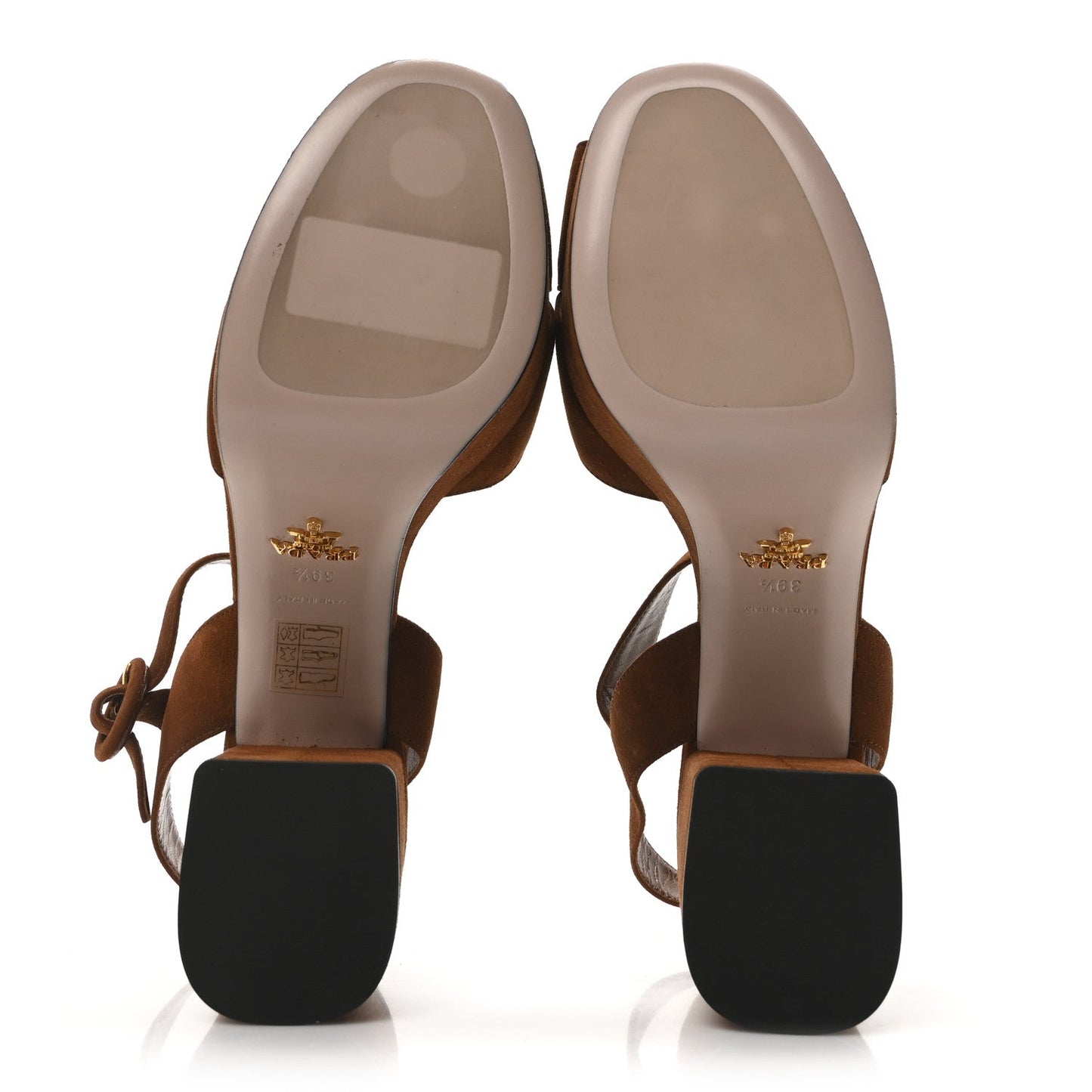 Prada Camoscio Crisscross Platform Sandals 39.5 Palissandro