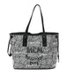 jmb        Grained Calfskin Visetos Medium Liz Reversible Shopper Tote Black