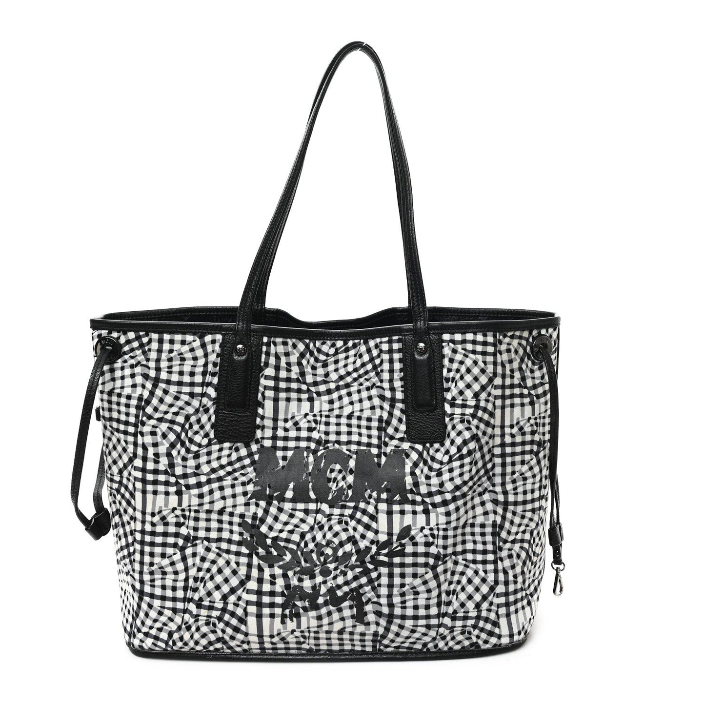 jmb        Grained Calfskin Visetos Medium Liz Reversible Shopper Tote Black