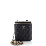CHANEL Vertical Classic Vanity Case with Chain Quilted Caviar Mini