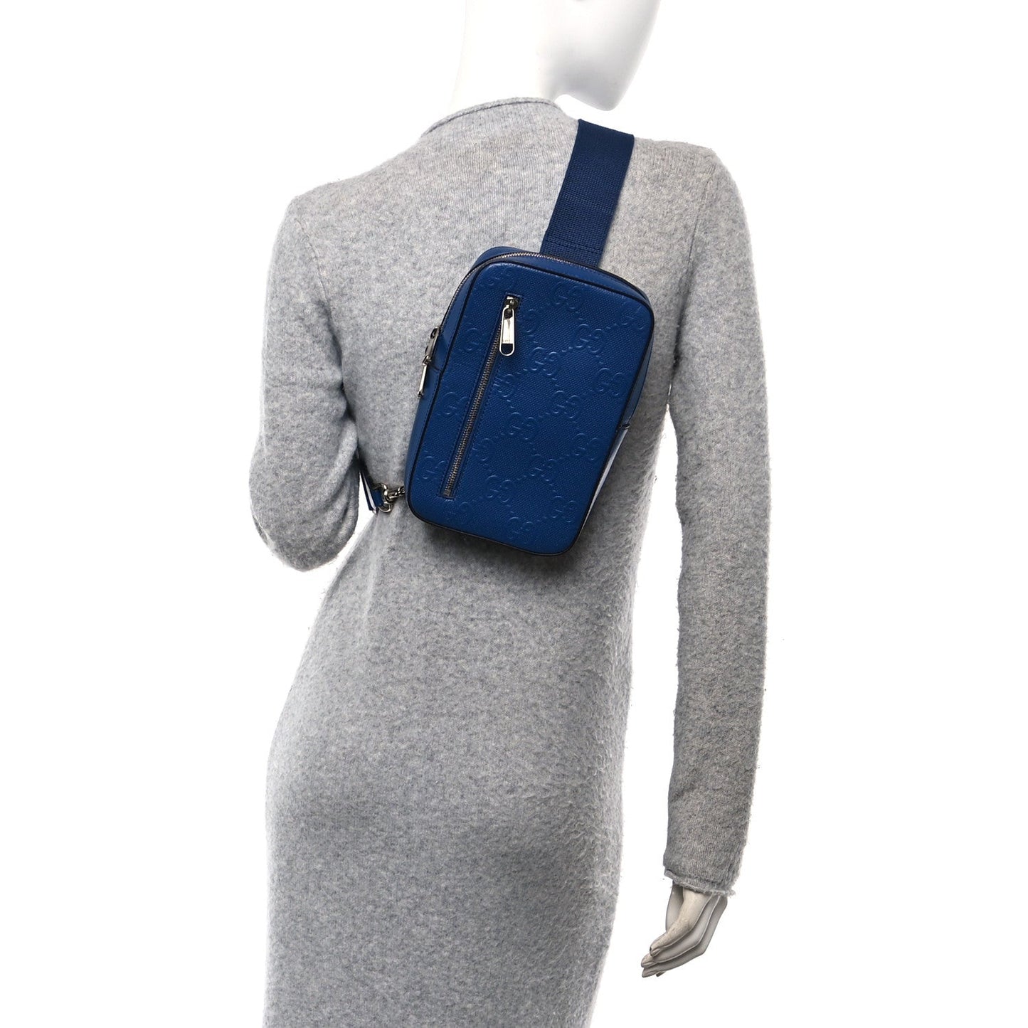 Amelia Calfskin GG Tennis Embossed Sling Backpack Blue