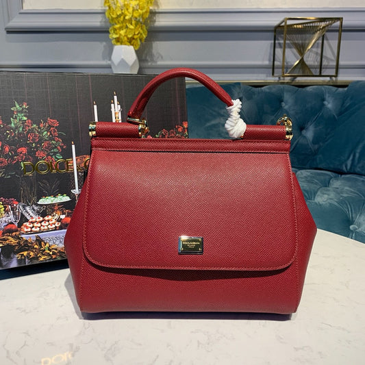 DG Small Sicily Bag In Dauphine Red For Women 7.5in/19AmeliaDG