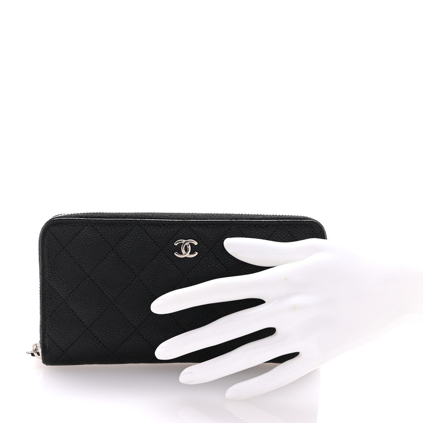 Amelia Caviar Quilted Large Gusset Zip Around Wallet Black