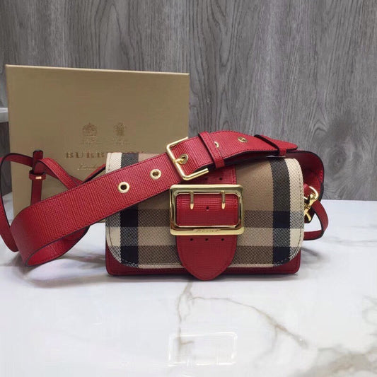 B-Berry - BB  The Small Buckle Bag In House Check Red For Women, Bags 7.5in/19cm