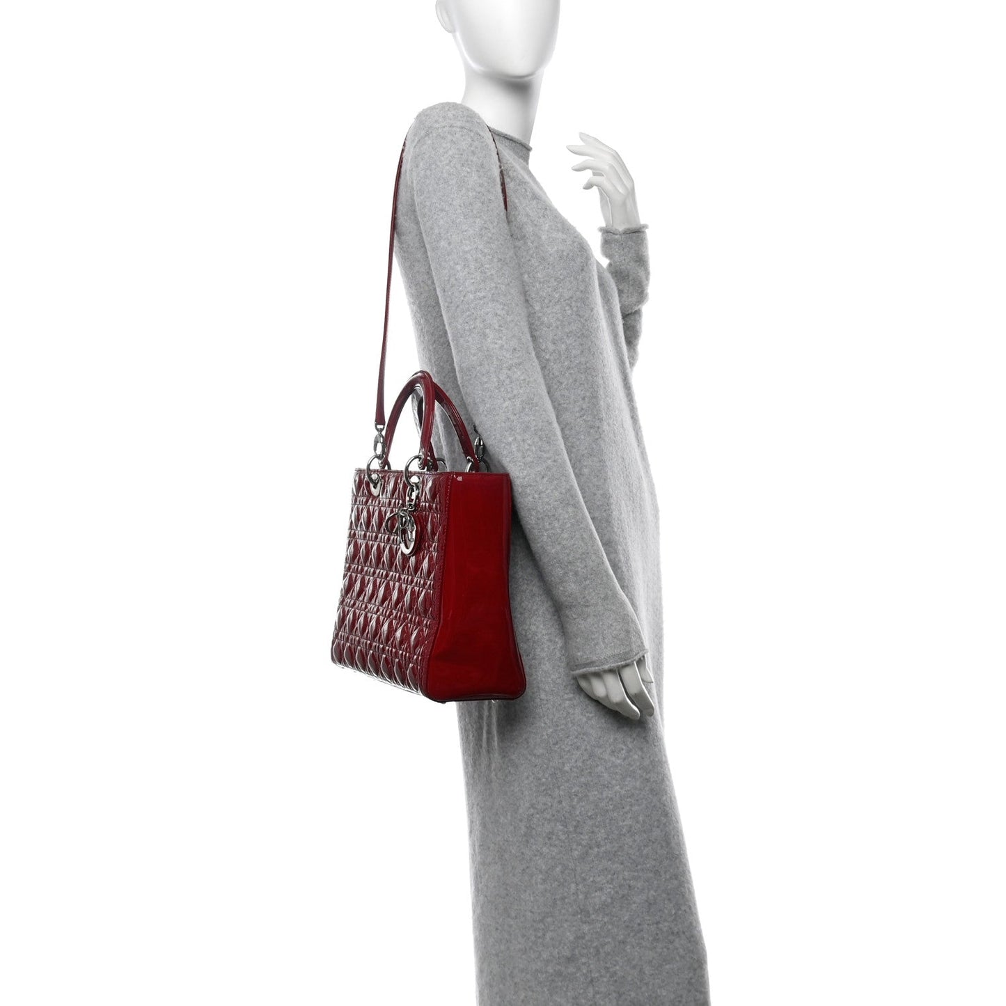 Christian Dior Patent Cannage Large Lady Dior Red