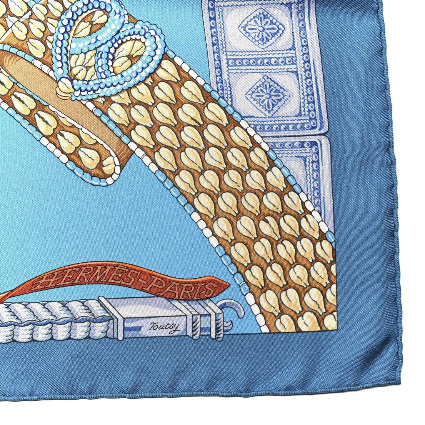 Amelia Silk Ceintures et Liens Scarf 90 Blue Orange