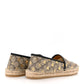 Amelia GG Supreme Monogram Bees Espadrille Flats 38.5 Beige Ebony Oro Black
