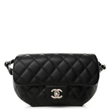 Amelia Calfskin Quilted CC Uniform Flap Belt Bag Black