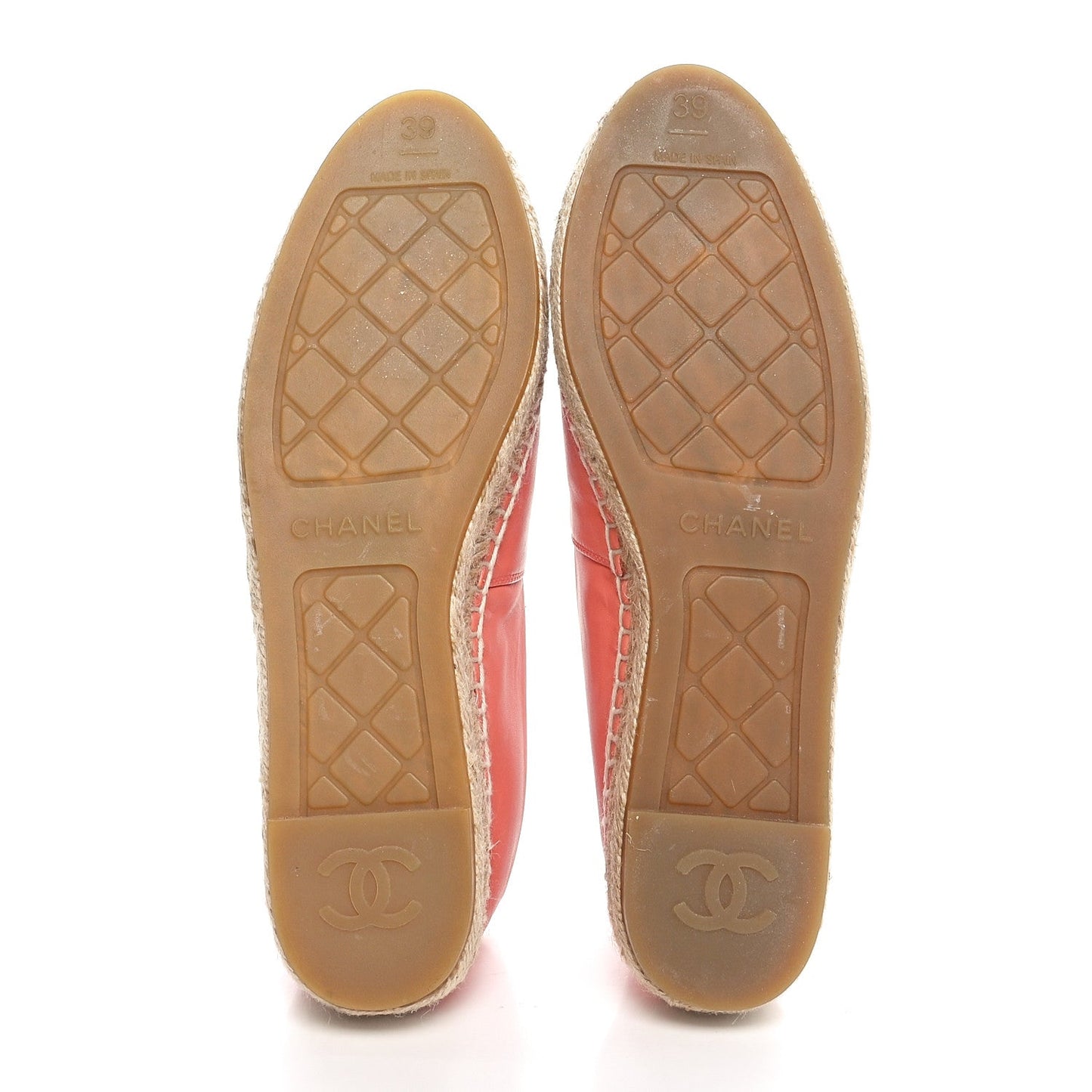 Amelia Lambskin CC Espadrilles 39 Pink Red Black