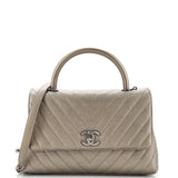 CHANEL Coco Top Handle Bag Chevron Caviar Small