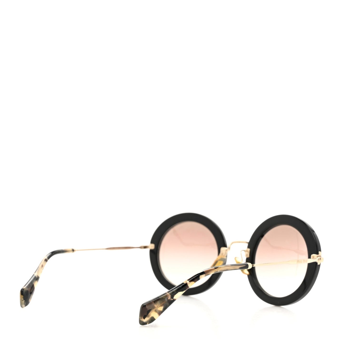 Miu Miu Metal Round Crystal Sunglasses SMU08R Black Tortoise