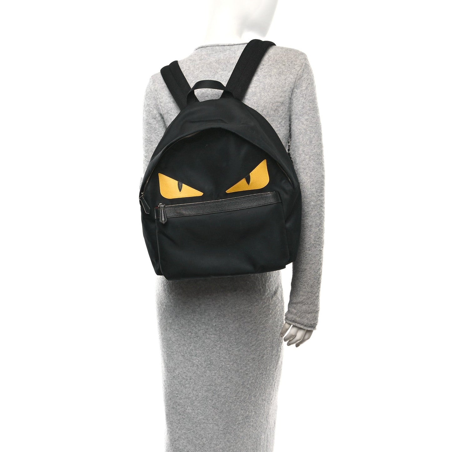 Amelia Nylon Vitello Elite Monster Eyes Rounded Backpack Black Yellow