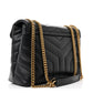 Saint Laurent Calfskin Y Quilted Monogram Small Loulou Chain Satchel Black