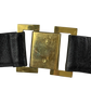 CHANEL   1980's Black Leather and Gold Buckle CC Link Belt