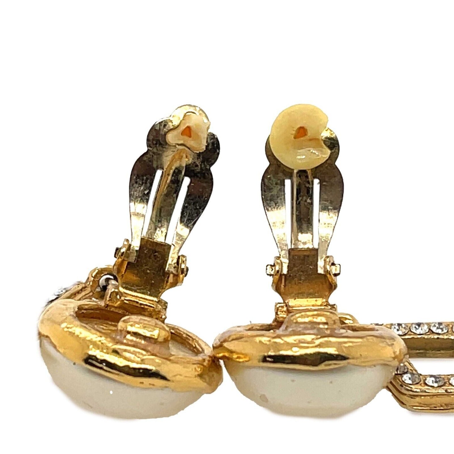 CHANEL    1970s Faux Pearl Medallion CC '' Clip-On Earrings