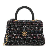 Amelia Tweed Sequin Mini Coco Handle Flap Black