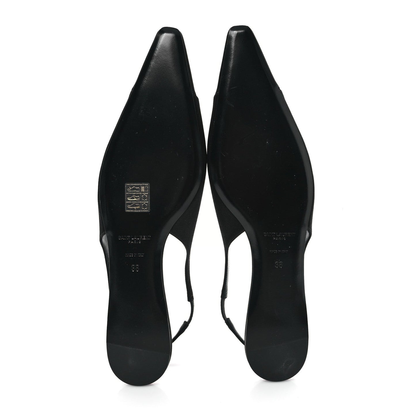 Saint Laurent Raso Nappa Babylone 00 Slingback Flats 38 Black
