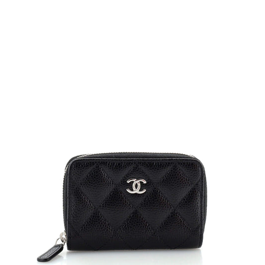 CHANEL CC Zip Coin Purse Quilted Caviar Small