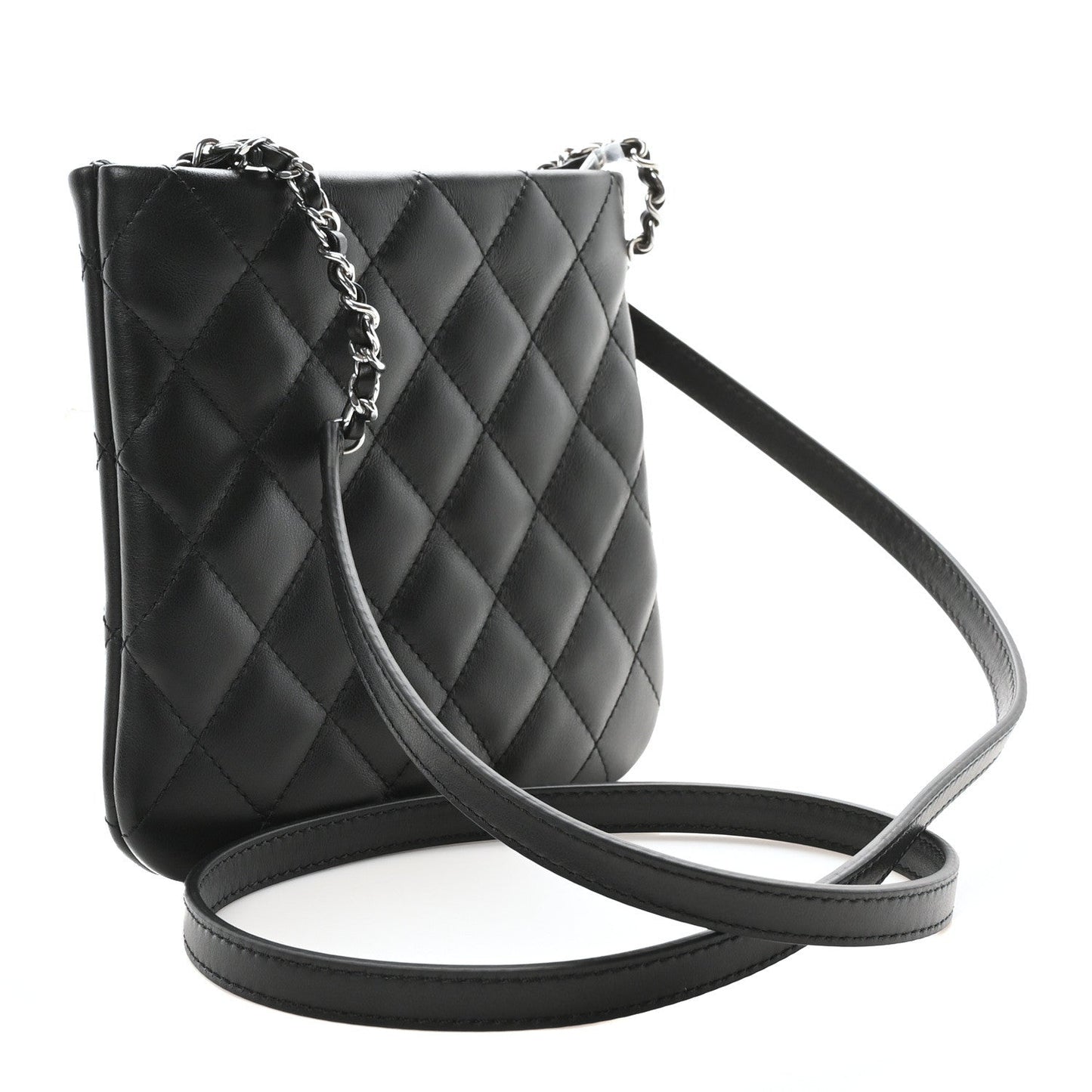 Amelia Lambskin Quilted Crossbody Bag Black