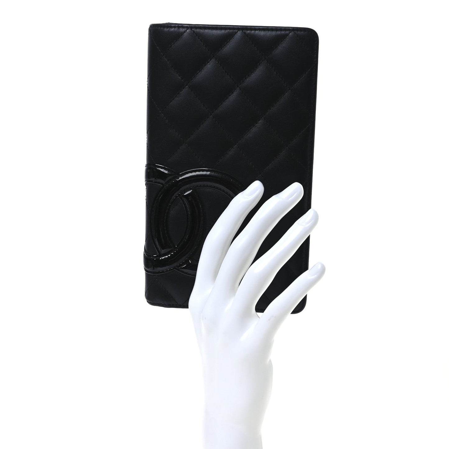 Amelia Calfskin Quilted Cambon Yen Wallet Black