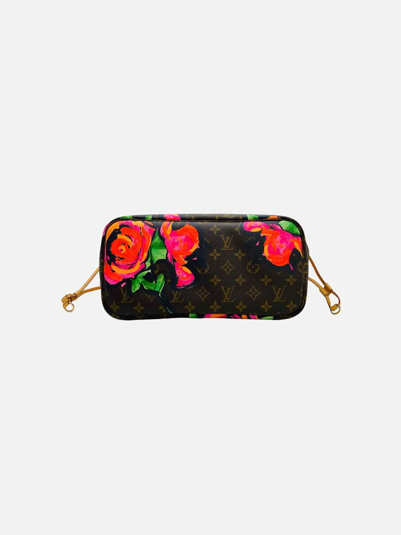 LOUIS VUITTON Roses Neverfull Brown w/ Pink Tote Bag