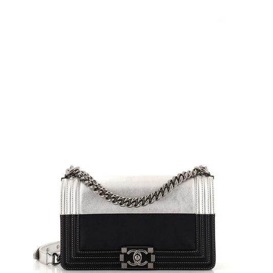 CHANEL Bicolor Boy Flap Bag Calfskin Old Medium