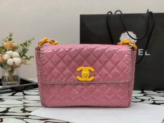CHL - Vinyl Classic PiNike and Yellow Shoulder bag For Women 29cm/11.5in