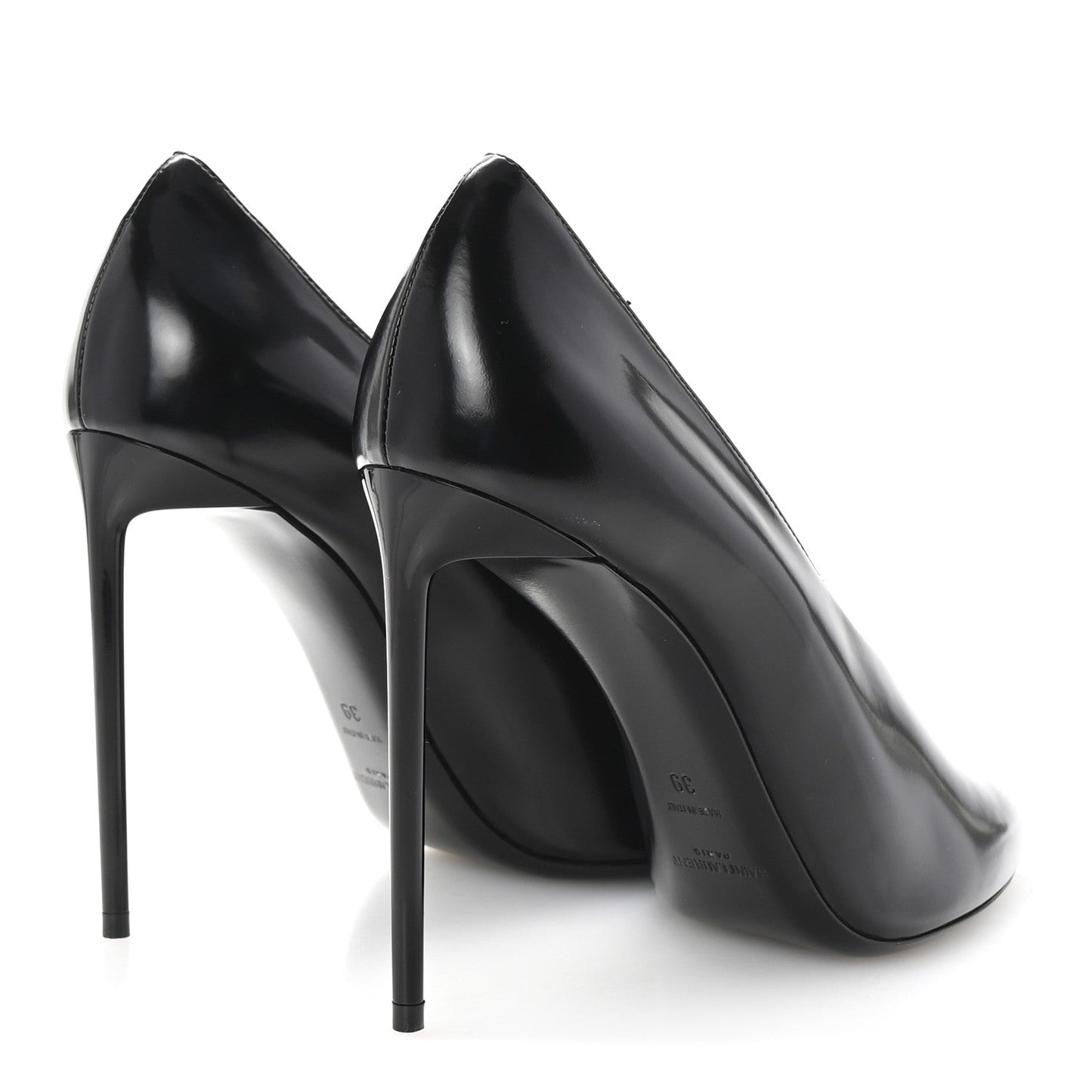 Saint Laurent Patent Calfskin Teddy High Vamp 105 Pumps 39 Black