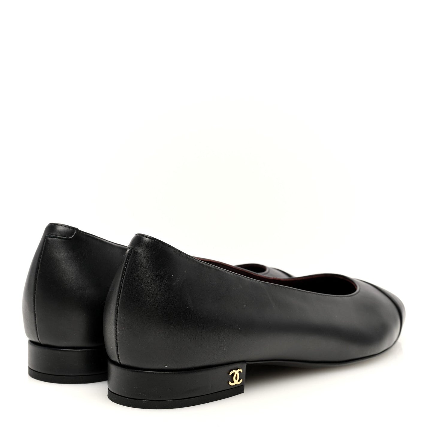 Amelia Lambskin Cap Toe CC Uniform Ballerina Flats 38.5 Black
