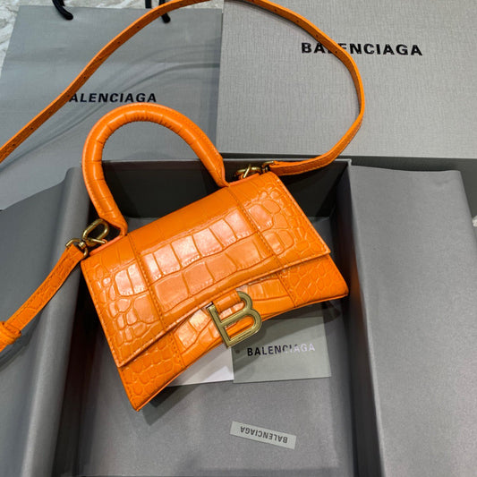 BLN-Ciaga Hourglass XS Handbag In Orange, For Women,  Bags 7.4in/19cm